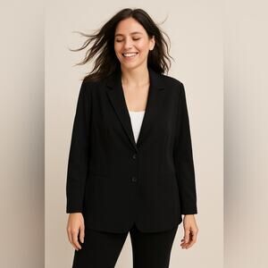 LAFAYETTE 148 NEW YORK Blazer Jacket Black Two Button Pockets Lightweight 18